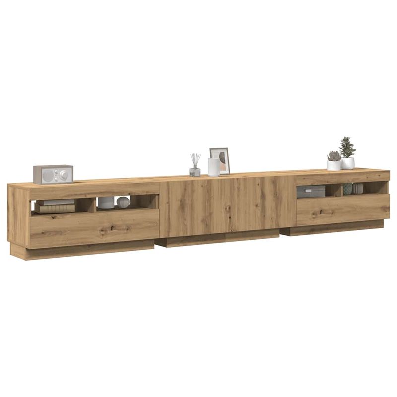 Casa si Gradina - Mobilier - Comode si corpuri - Comode - Dulap TV cu LED stejar artizanal 260x35x40 cm lemn prelucrat - Infinity.ro