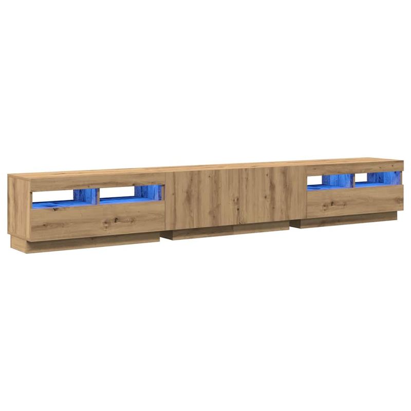 Casa si Gradina - Mobilier - Comode si corpuri - Comode - Dulap TV cu LED stejar artizanal 260x35x40 cm lemn prelucrat - Infinity.ro