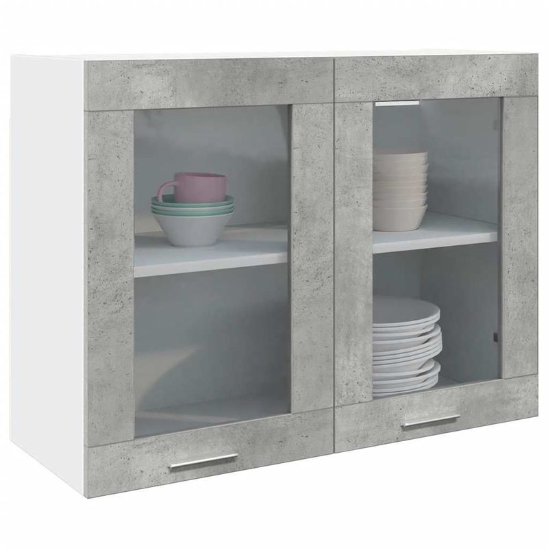 Casa si Gradina - Mobilier - Comode si corpuri - Corpuri bucatarie - Dulap suspendat din sticla gri beton 80x31x60 cm - Infinity.ro