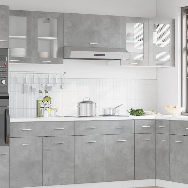 Casa si Gradina - Mobilier - Comode si corpuri - Corpuri bucatarie - Dulap suspendat din sticla gri beton 80x31x60 cm - Infinity.ro