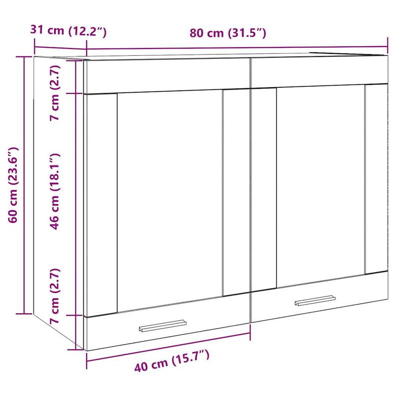 Casa si Gradina - Mobilier - Comode si corpuri - Corpuri bucatarie - Dulap suspendat din sticla gri beton 80x31x60 cm - Infinity.ro