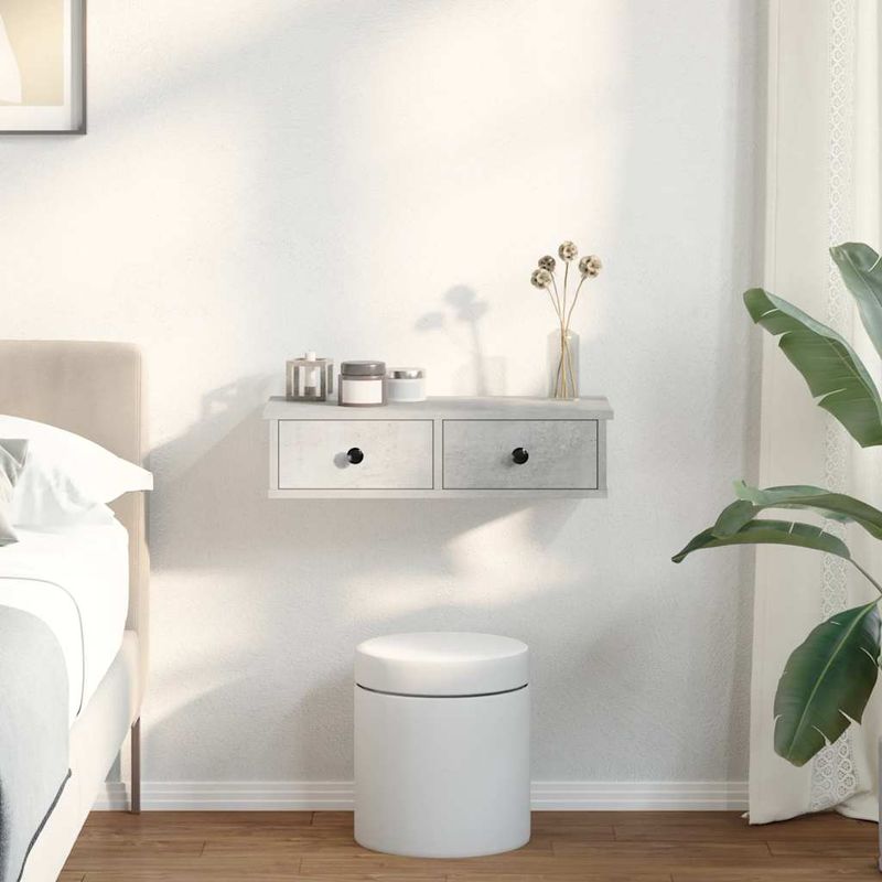 Casa si Gradina - Mobilier - Biblioteci si rafturi - Rafturi - Raft de perete cu sertare Gri beton 60x25x15 cm Lemn prelucrat - Infinity.ro