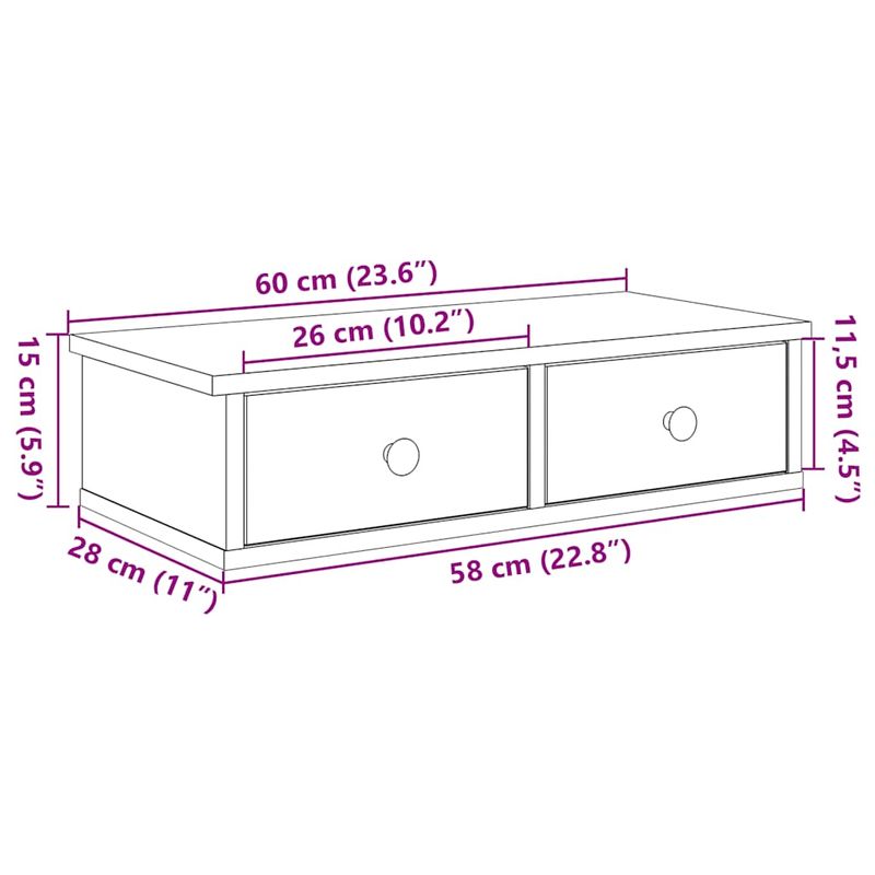 Casa si Gradina - Mobilier - Biblioteci si rafturi - Rafturi - Raft de perete cu sertare Gri beton 60x25x15 cm Lemn prelucrat - Infinity.ro