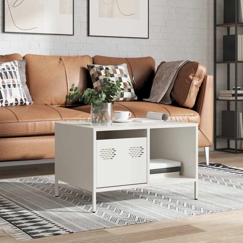 Casa si Gradina - Mobilier - Mese si birouri - Masute de cafea - Masuta de cafea, alb, 68,5x50x43,5 cm, otel laminat la rece - Infinity.ro