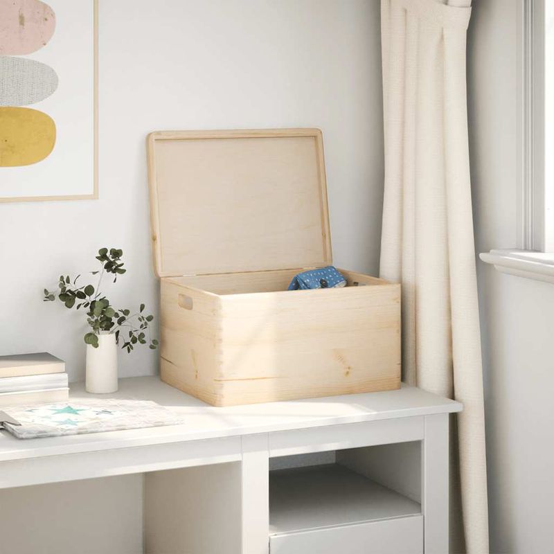 Casa si Gradina - Mobilier - Organizare si depozitare - Cutii depozitare - Cutie din lemn cu capac și mânere 40x30x23 cm din lemn masiv de pin - Infinity.ro