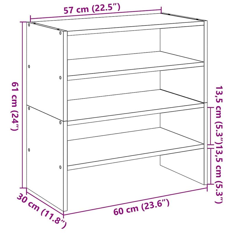 Casa si Gradina - Mobilier - Organizare si depozitare - Organizator incaltaminte - Rafturi pentru pantofi 2 buc Lemn vechi stivuibil 60x30x30,5 cm - Infinity.ro