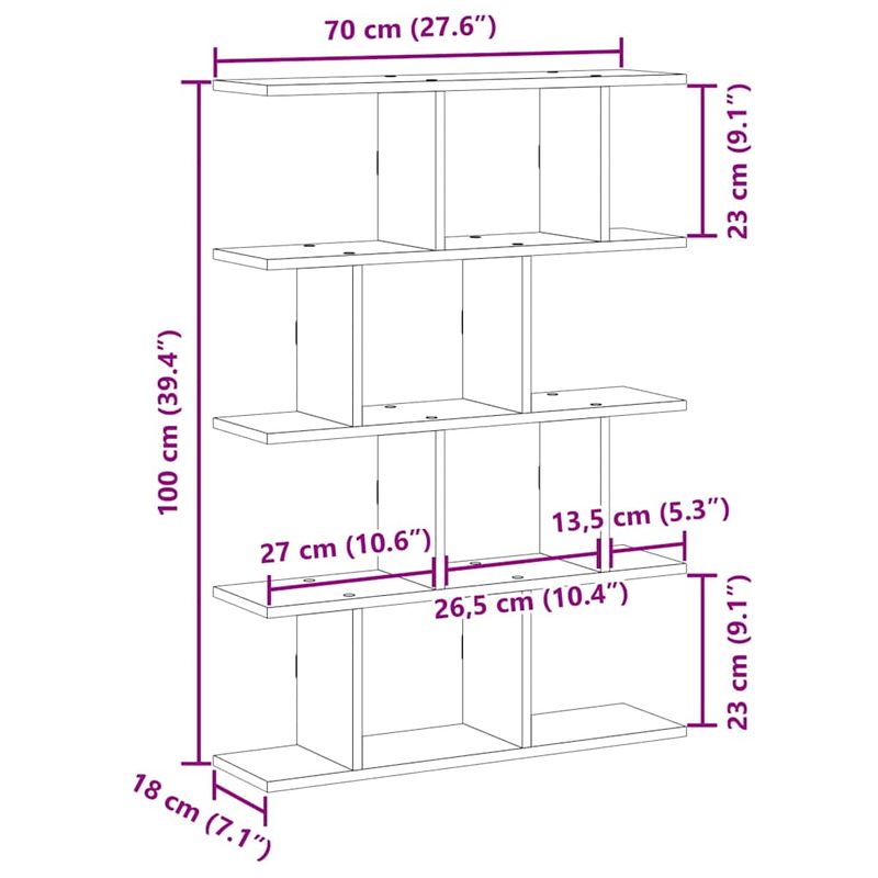 Casa si Gradina - Mobilier - Biblioteci si rafturi - Rafturi - Raft cubic perete cu 12 compartimente gri beton lemn prelucrat - Infinity.ro