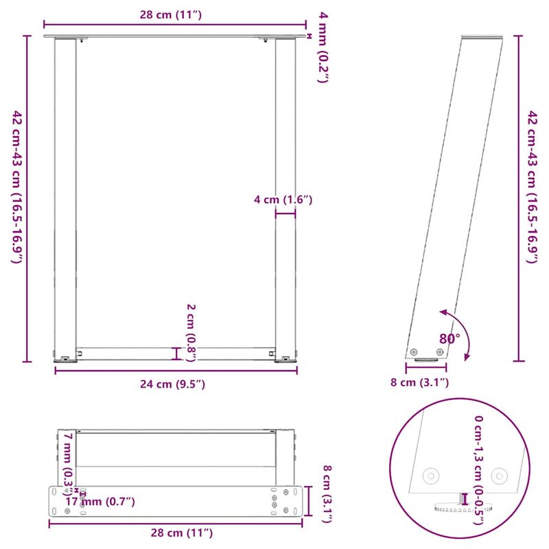 Casa si Gradina - Mobilier - Feronerie si accesorii mobila - Picioare pentru masuta cafea in forma de U 2 buc Antracit Otel - Infinity.ro