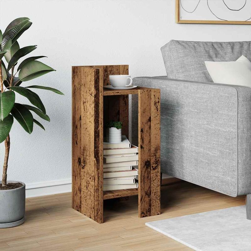 Casa si Gradina - Mobilier - Mese si birouri - Mese living - Masa laterala cu raft lemn vechi 25,5x27x60 cm - Infinity.ro