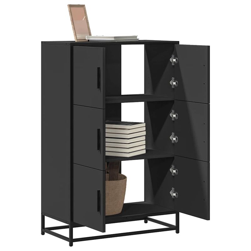 Casa si Gradina - Mobilier - Comode si corpuri - Comode - Dulapuru negru 68x35x106,5 cm lemn si metal prelucrat - Infinity.ro