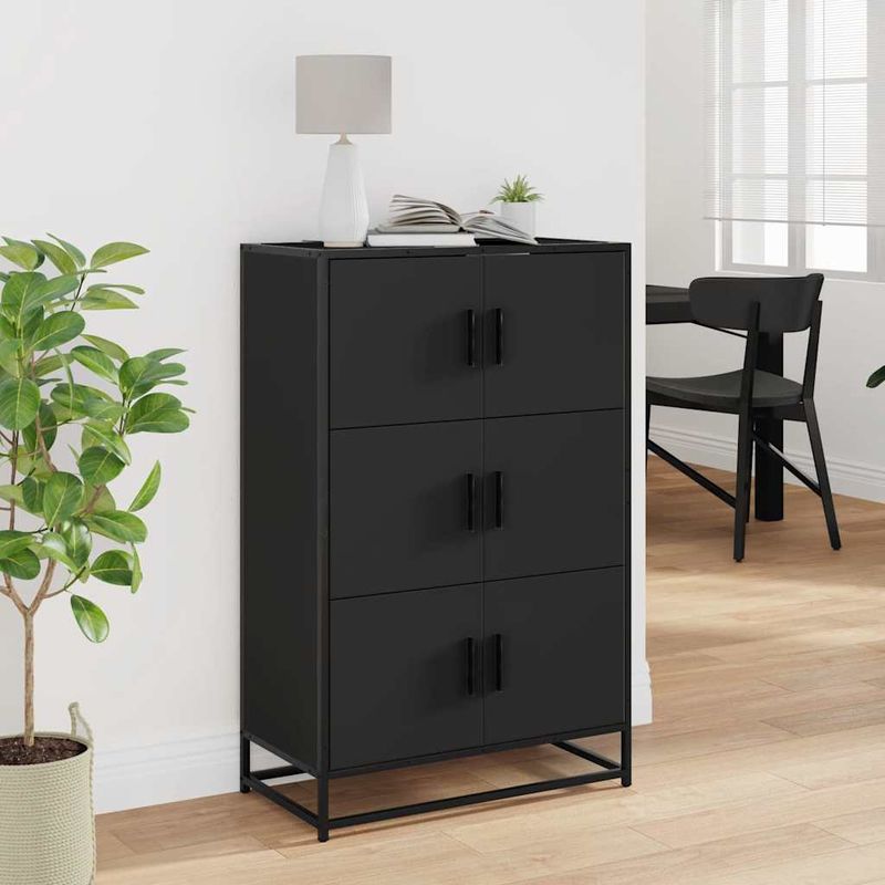 Casa si Gradina - Mobilier - Comode si corpuri - Comode - Dulapuru negru 68x35x106,5 cm lemn si metal prelucrat - Infinity.ro
