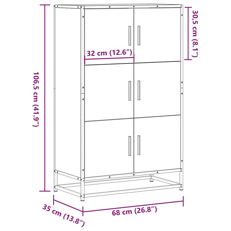 Casa si Gradina - Mobilier - Comode si corpuri - Comode - Dulapuru negru 68x35x106,5 cm lemn si metal prelucrat - Infinity.ro