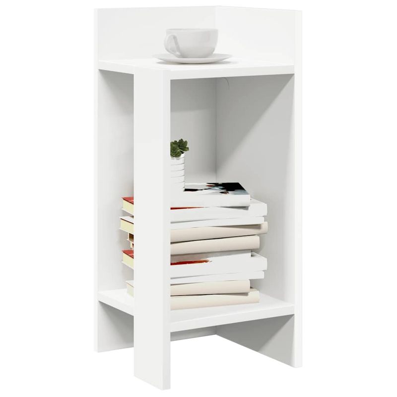 Casa si Gradina - Mobilier - Mese si birouri - Mese living - Masa laterala cu polita alba 25,5x27x60 cm - Infinity.ro