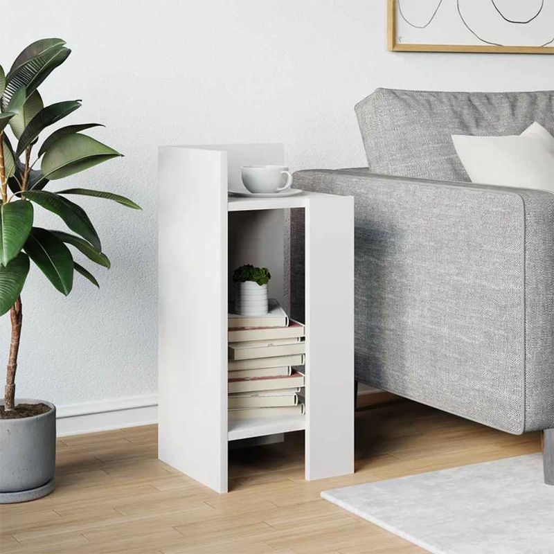 Casa si Gradina - Mobilier - Mese si birouri - Mese living - Masa laterala cu polita alba 25,5x27x60 cm - Infinity.ro