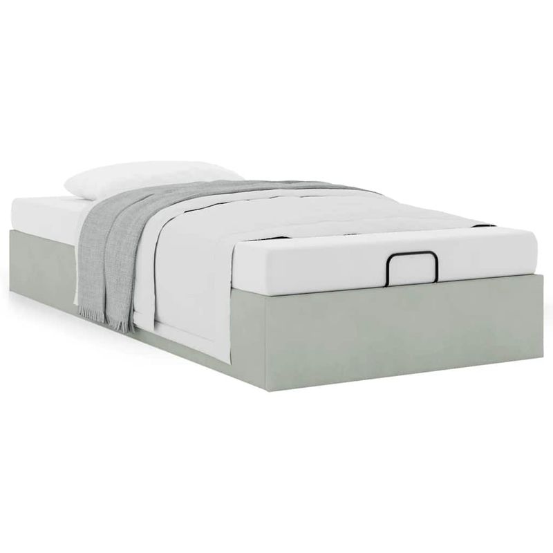 Casa si Gradina - Mobilier - Paturi si accesorii - Paturi - Cadru pat otoman fara saltea Gri deschis 100x200 cm catifea - Infinity.ro