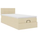 Casa si Gradina - Mobilier - Paturi si accesorii - Paturi - Pat otoman cu saltea crem 90x200 cm stofa, model cu blocuri pătrate - Infinity.ro
