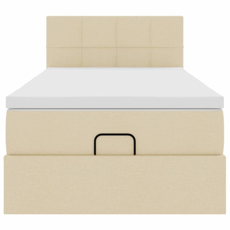 Casa si Gradina - Mobilier - Paturi si accesorii - Paturi - Pat otoman cu saltea crem 90x200 cm stofa, model cu blocuri pătrate - Infinity.ro