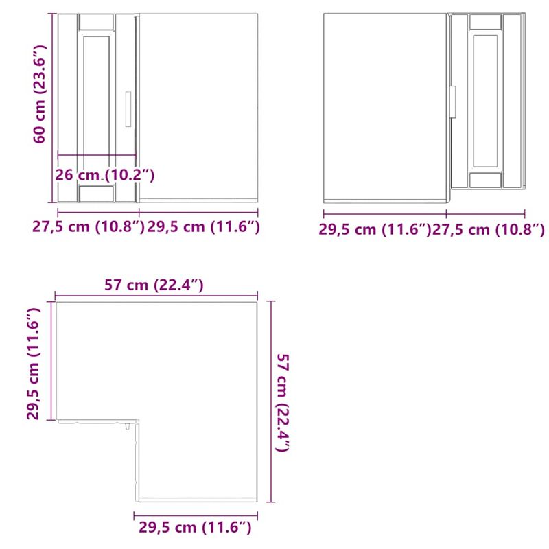 Casa si Gradina - Mobilier - Comode si corpuri - Corpuri bucatarie - Dulap de colt de bucatarie „Porto” din lemn de stejar afumat - Infinity.ro
