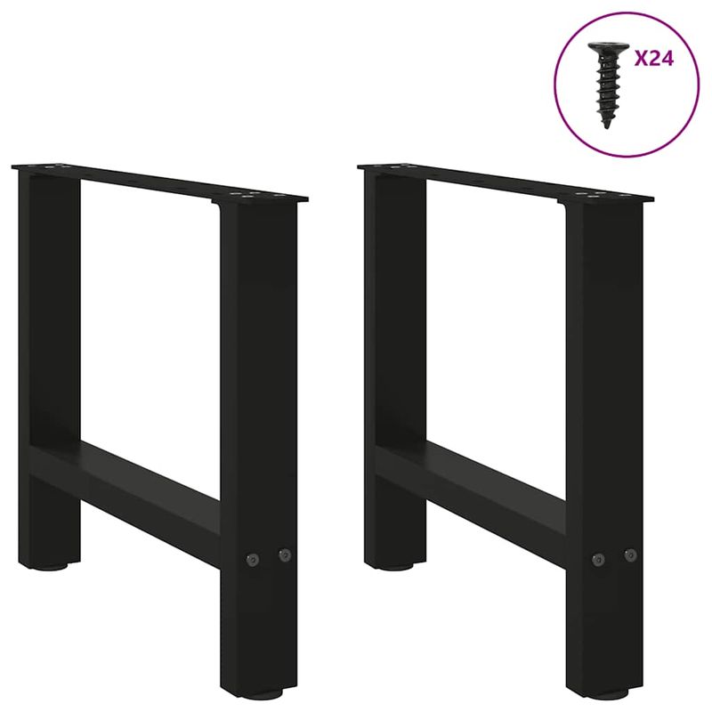 Casa si Gradina - Mobilier - Feronerie si accesorii mobila - Picioare masuta de cafea Negru 2 buc 60x(42-43) cm Otel - Infinity.ro