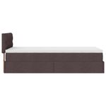 Casa si Gradina - Mobilier - Paturi si accesorii - Paturi - Pat otoman cu saltea tesatura maro inchis 100x200 cm, model design cu nasturi - Infinity.ro