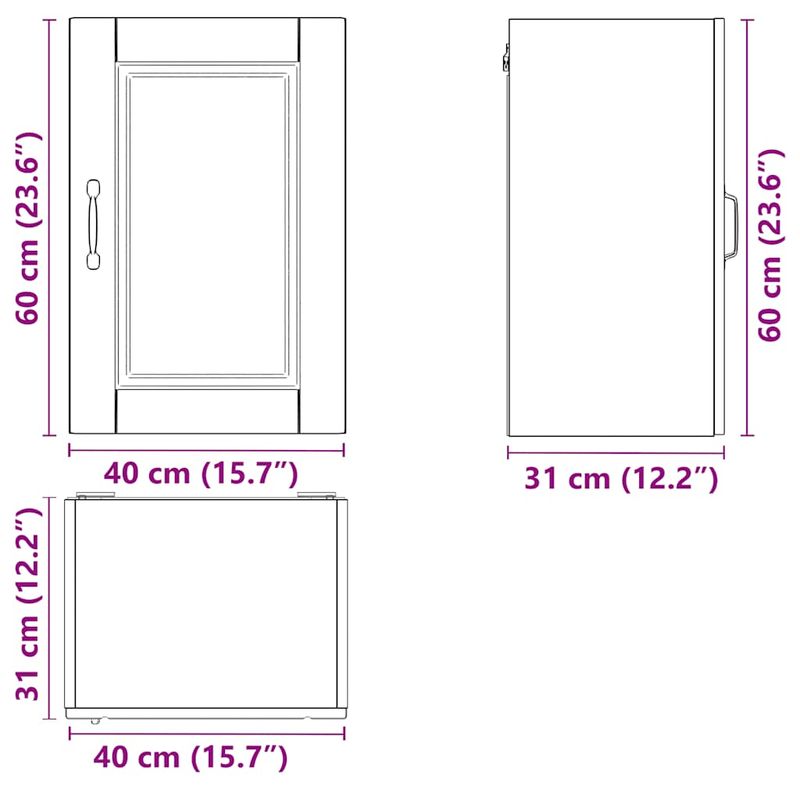 Casa si Gradina - Mobilier - Comode si corpuri - Corpuri bucatarie - Dulap de bucatarie "Porto" din lemn de stejar sonoma, model 1x dulap de perete (1 ușă), mărime 40x31x60 cm - Infinity.ro