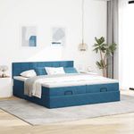 Casa si Gradina - Mobilier - Paturi si accesorii - Paturi - Cadru de pat otoman saltele Albastru inchis 200x200cm catifea - Infinity.ro
