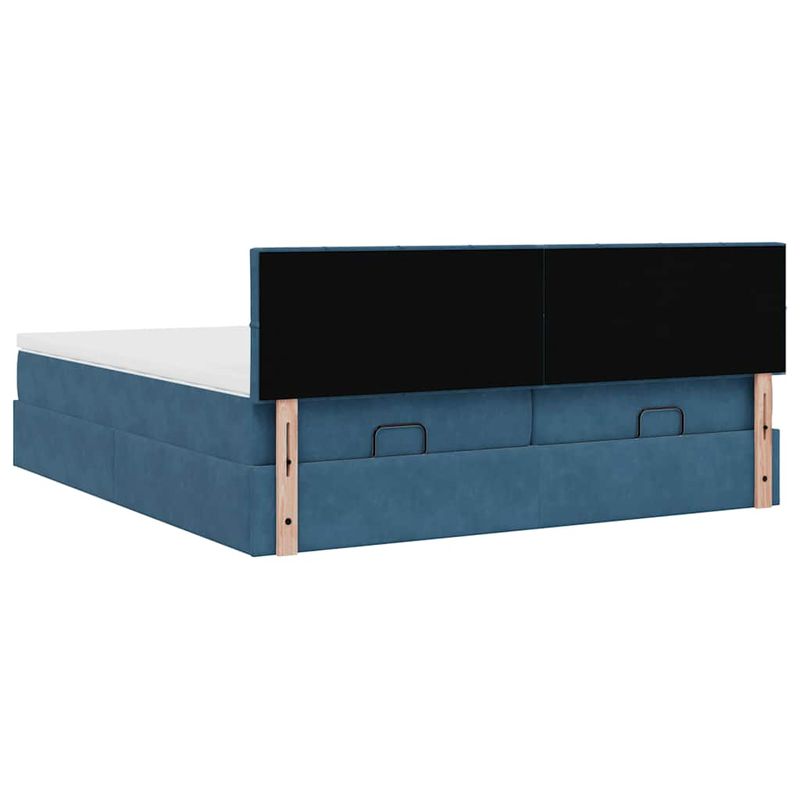 Casa si Gradina - Mobilier - Paturi si accesorii - Paturi - Cadru de pat otoman saltele Albastru inchis 200x200cm catifea - Infinity.ro