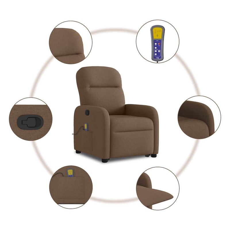 Ingrijire personala si Cosmetice - Sanatate si wellness - Articole wellness - Fotolii de masaj - Fotoliu de masaj rabatabil cu ridicare, maro, textil - Infinity.ro