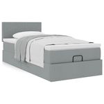 Casa si Gradina - Mobilier - Paturi si accesorii - Paturi - Cadru de pat otoman cu saltea tesatura gri deschis 90x190cm - Infinity.ro