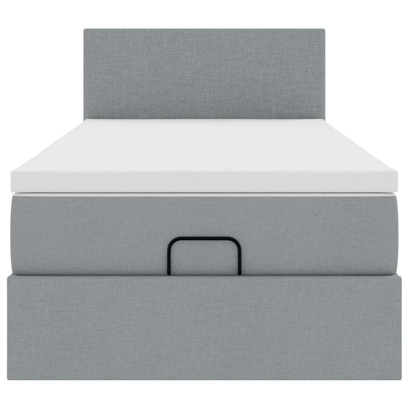 Casa si Gradina - Mobilier - Paturi si accesorii - Paturi - Cadru de pat otoman cu saltea tesatura gri deschis 90x190cm - Infinity.ro