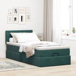 Casa si Gradina - Mobilier - Paturi si accesorii - Paturi - Cadru de pat otoman cu saltea catifea verde inchis 90x200cm - Infinity.ro