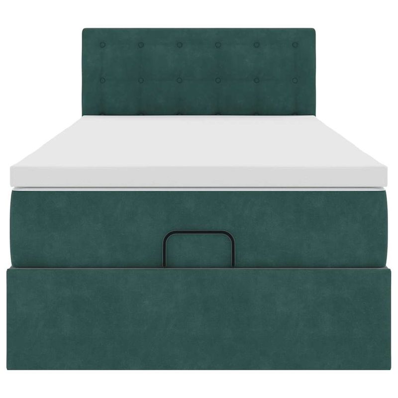 Casa si Gradina - Mobilier - Paturi si accesorii - Paturi - Cadru de pat otoman cu saltea catifea verde inchis 90x200cm - Infinity.ro