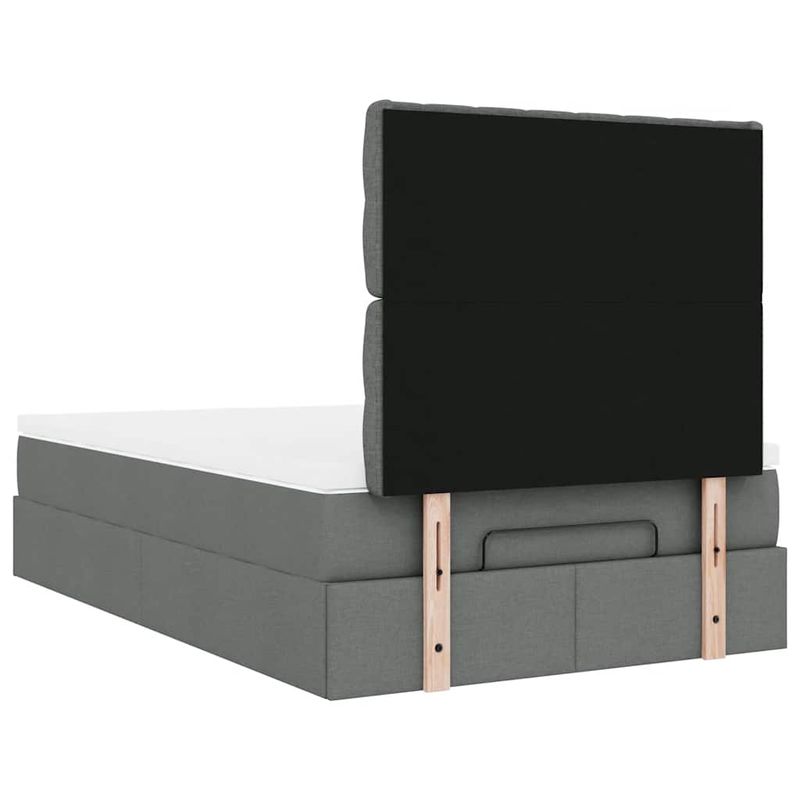 Casa si Gradina - Mobilier - Paturi si accesorii - Paturi - Cadru pat otoman cu saltea tesatura gri inchis 120x200 cm - Infinity.ro