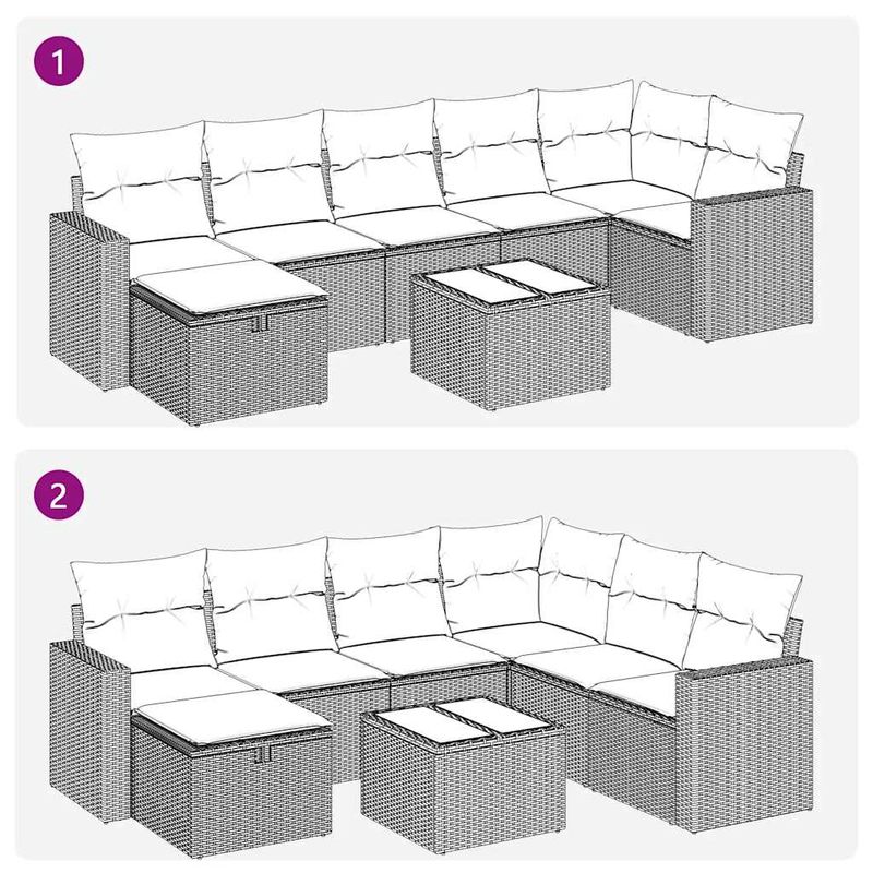 Casa si Gradina - Gradina si terasa - Mobilier exterior - Seturi mobila gradina - Set mobilier de gradina cu perne, 8 piese gri deschis poliratan - Infinity.ro