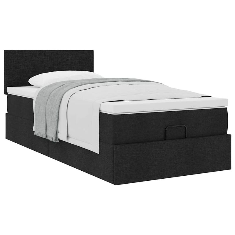 Casa si Gradina - Mobilier - Paturi si accesorii - Paturi - Cadru pat otoman cu saltea tesatura neagra 80x200 cm - Infinity.ro