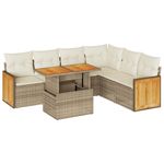 Casa si Gradina - Gradina si terasa - Mobilier exterior - Seturi mobila gradina - Set canapele gradina cu perne 7 piese bej poliratan/lemn acacia - Infinity.ro