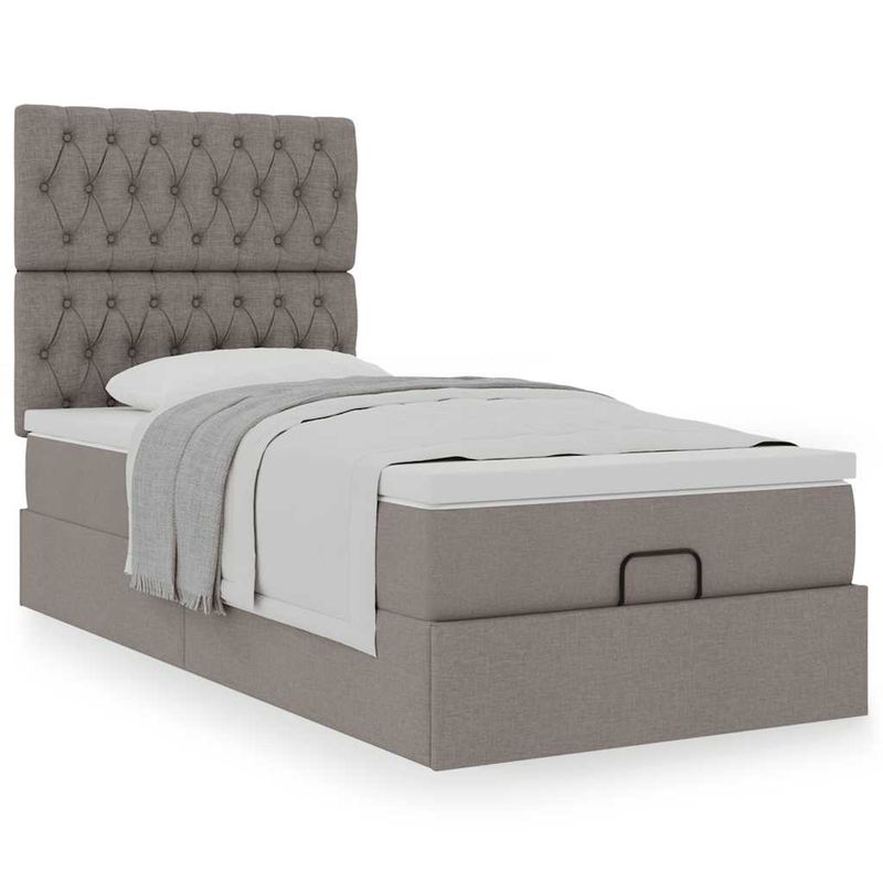 Casa si Gradina - Mobilier - Paturi si accesorii - Paturi - Cadru de pat otoman cu saltea Taupe 90x190cm Material - Infinity.ro