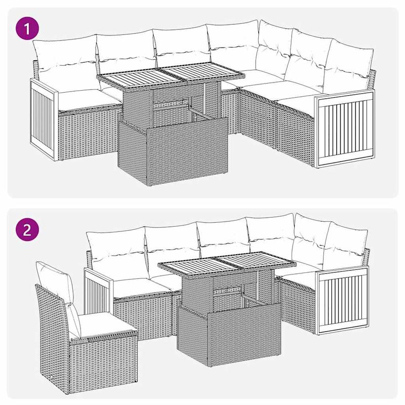 Casa si Gradina - Gradina si terasa - Mobilier exterior - Seturi mobila gradina - Set canapele gradina cu perne 7 piese bej poliratan/lemn acacia - Infinity.ro