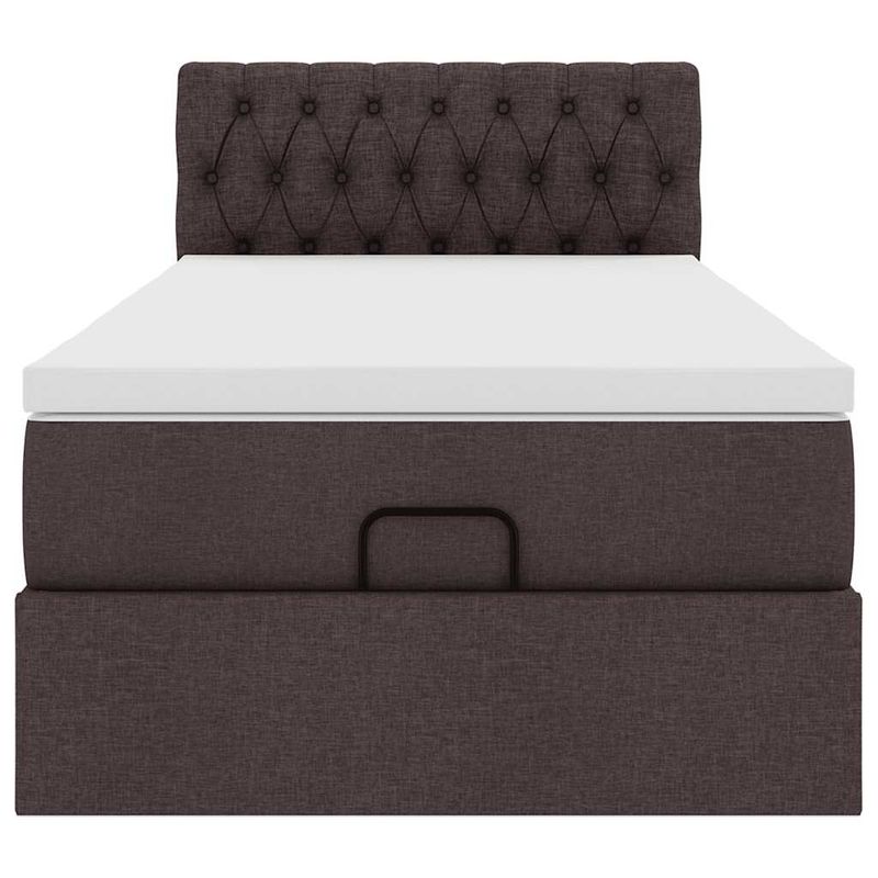 Casa si Gradina - Mobilier - Paturi si accesorii - Paturi - Cadru de pat otoman cu saltea tesatura maro inchis 90x190cm - Infinity.ro