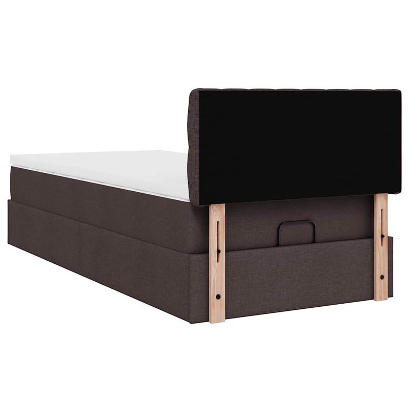 Casa si Gradina - Mobilier - Paturi si accesorii - Paturi - Cadru de pat otoman cu saltea tesatura maro inchis 90x190cm - Infinity.ro