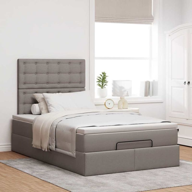 Casa si Gradina - Mobilier - Paturi si accesorii - Paturi - Cadru de pat otoman cu saltea Taupe 120x200cm Material - Infinity.ro