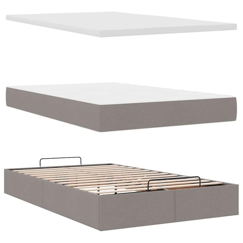 Casa si Gradina - Mobilier - Paturi si accesorii - Paturi - Cadru de pat otoman cu saltea Taupe 120x200cm Material - Infinity.ro