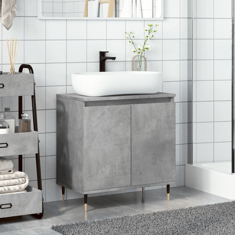 Casa si Gradina - Mobilier - Mobilier baie - Comode baie - Dulap de baie, gri beton, 58x33x60 cm, lemn prelucrat - Infinity.ro