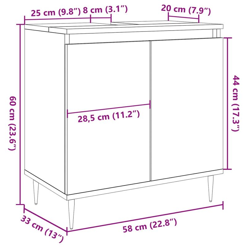 Casa si Gradina - Mobilier - Mobilier baie - Comode baie - Dulap de baie, gri beton, 58x33x60 cm, lemn prelucrat - Infinity.ro