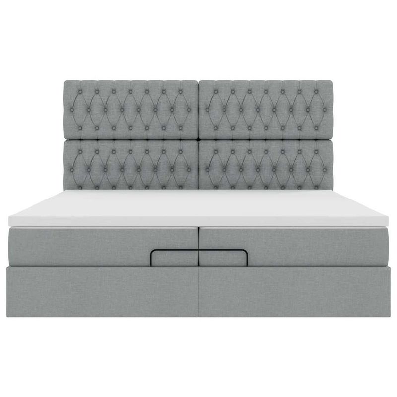 Casa si Gradina - Mobilier - Paturi si accesorii - Paturi - Cadru de pat otoman cu saltele tesatura gri deschis 200x200cm - Infinity.ro