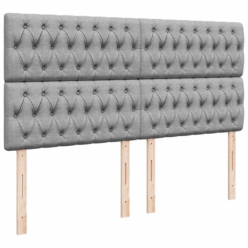 Casa si Gradina - Mobilier - Paturi si accesorii - Paturi - Cadru de pat otoman cu saltele tesatura gri deschis 200x200cm - Infinity.ro