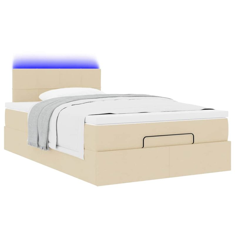 Casa si Gradina - Mobilier - Paturi si accesorii - Paturi - Cadru de pat otoman cu saltea crem 120x190cm stofa - Infinity.ro