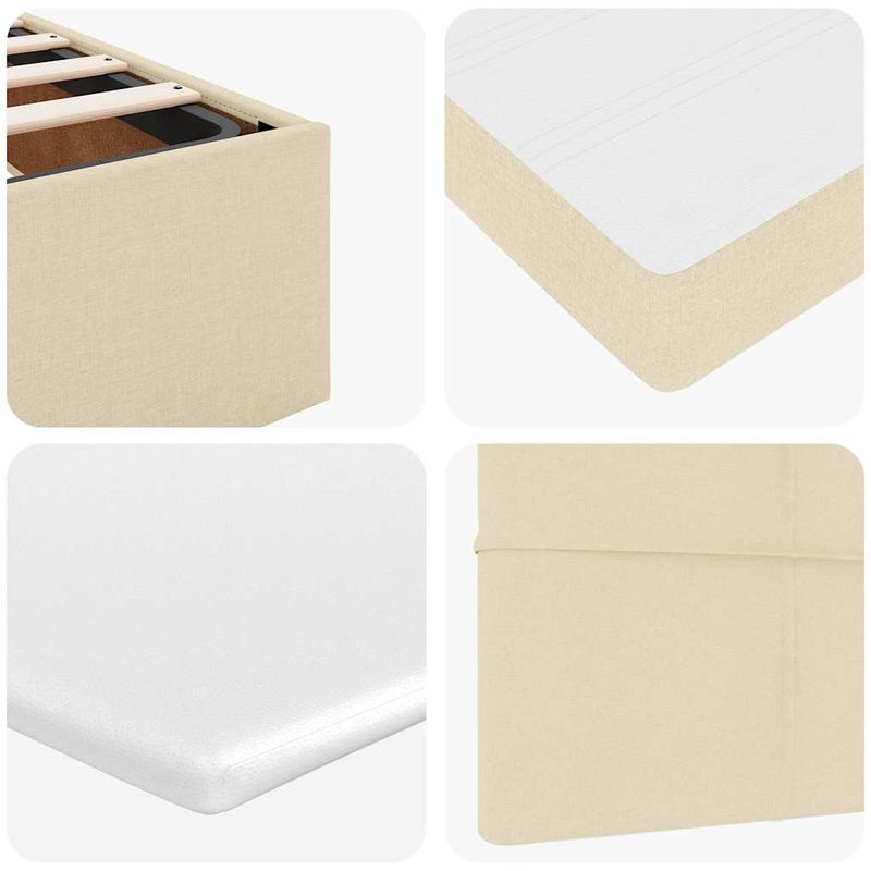Casa si Gradina - Mobilier - Paturi si accesorii - Paturi - Cadru de pat otoman cu saltea crem 120x190cm stofa - Infinity.ro