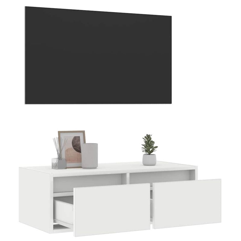 Casa si Gradina - Mobilier - Comode si corpuri - Comode - Dulap TV cu lumini LED alb 75x35,5x25 cm - Infinity.ro