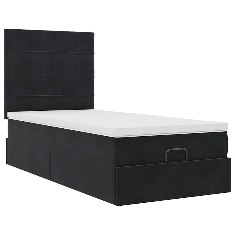 Casa si Gradina - Mobilier - Paturi si accesorii - Paturi - Cadru de pat otoman cu saltele, catifea neagra 100x200cm - Infinity.ro